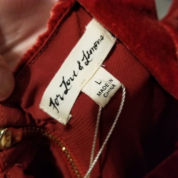 For Love And Lemons Rust Red Silk Blend Crush Velvet Kate Mini Dress - Picture 2 of 6